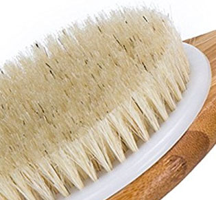 Natural Boar Bristles on Minalo Dry Body Brush, Close-Up