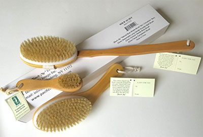 Dry Brush 3-Piece Set Includes Body Brash, Long-Handle Back Brush and Facial Brush