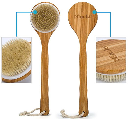 Minalo Boar Bristle Body Brush with Wooden Handle